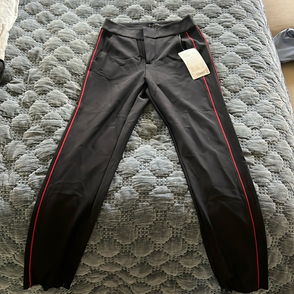 New w/tags! Athleta Stellar Novelty Trouser. Black w/ red stripe detail. Size 2.